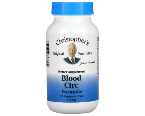 Растительные экстракты и настойки Blood Circ Formula, 950 mg, 100 Vegetarian Caps (475 mg per Capsule) Растительные экстракты и настойки Blood Circ Formula, 950 mg, 100 Vegetarian Caps (475 mg per Capsule)