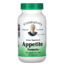 Растительные экстракты и настойки Christopher's Original Formulas, Формула для аппетита, 475 мг, 100 вегетарианских капсул