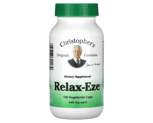 Для нервной системы Christopher's Original Formulas, Relax-Eze, 440 мг, 100 вегетарианских капсул Для нервной системы Christopher's Original Formulas, Relax-Eze, 440 мг, 100 вегетарианских капсул