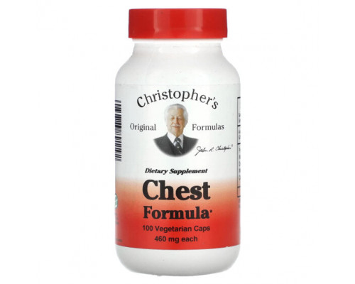 Растительные экстракты и настойки Christopher's Original Formulas, Chest Formula, 460 мг, 100 вегетарианских капсул Растительные экстракты и настойки Christopher's Original Formulas, Chest Formula, 460 мг, 100 вегетарианских капсул
