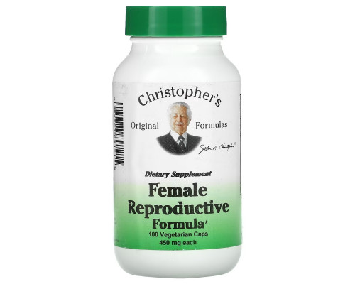 Christopher's Original Formulas, Средство для женской репродуктивной системы, 450 мг, 100 вегетарианских капсул Christopher's Original Formulas, Средство для женской репродуктивной системы, 450 мг, 100 вегетарианских капсул