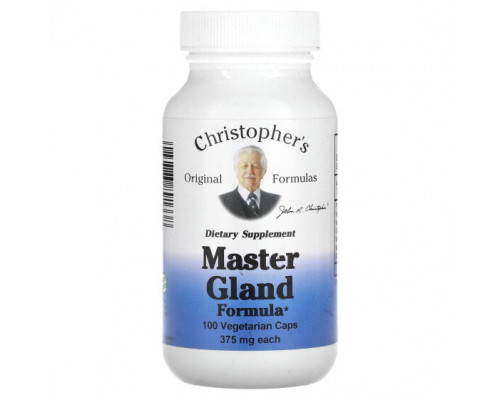 Растительные экстракты и настойки Christopher's Original Formulas, Master Gland Formula, 375 мг, 100 вегетарианских капсул Растительные экстракты и настойки Christopher's Original Formulas, Master Gland Formula, 375 мг, 100 вегетарианских капсул