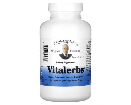 Растительные экстракты и настойки Christopher's Original Formulas, Vitalerbs, 675 мг, 180 капсул Растительные экстракты и настойки Christopher's Original Formulas, Vitalerbs, 675 мг, 180 капсул