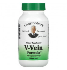 Растительные экстракты и настойки Christopher's Original Formulas, V-Vein Formula, 500 мг, 100 вегетарианских капсул