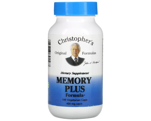 Christopher's Original Formulas, Memory Plus Formula, 400 mg, 100 Vegetarian Caps Christopher's Original Formulas, Memory Plus Formula, 400 mg, 100 Vegetarian Caps