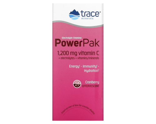 Trace Minerals Research, Электролиты Stamina Power Pak, клюква, 1200 мг, 30 пакетов. по 5,3 г каждый Trace Minerals Research, Электролиты Stamina Power Pak, клюква, 1200 мг, 30 пакетов. по 5,3 г каждый