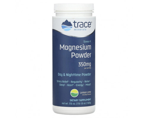 Магний Trace Minerals ®, Stress-X, магний в порошке, лимон и лайм, 350 мг, 500 г (17,6 унции) Магний Trace Minerals ®, Stress-X, магний в порошке, лимон и лайм, 350 мг, 500 г (17,6 унции)