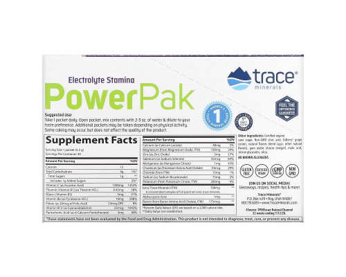 Trace Minerals ®, Electrolyte Stamina PowerPak, Acai Berry, 30 Packets, 0.18 oz (5.2 g) Each Trace Minerals ®, Electrolyte Stamina PowerPak, Acai Berry, 30 Packets, 0.18 oz (5.2 g) Each