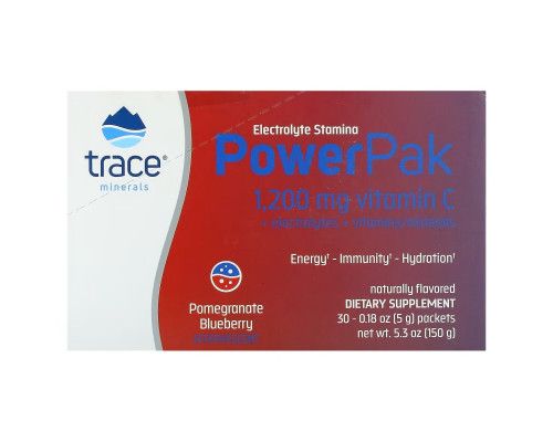 Trace Minerals ®, Electrolyte Stamina PowerPak, Pomegranate Blueberry, 30 Packets, 0.18 oz (5 g) Each Trace Minerals ®, Electrolyte Stamina PowerPak, Pomegranate Blueberry, 30 Packets, 0.18 oz (5 g) Each