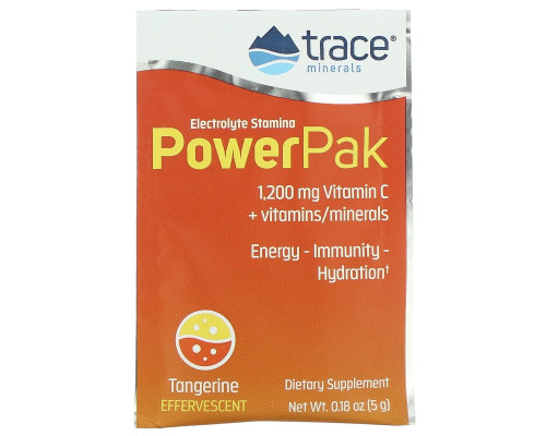Trace Minerals Research, Electrolyte Stamina, Power Pak, 1200 mg, Tangerine, 30 Packets, 0.18 oz (5.2 g) Each Trace Minerals Research, Electrolyte Stamina, Power Pak, 1200 mg, Tangerine, 30 Packets, 0.18 oz (5.2 g) Each