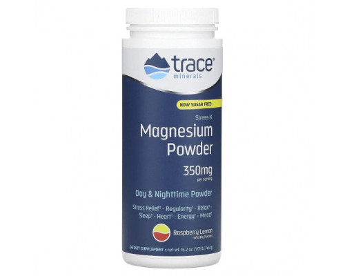 Магний Trace Minerals ®, Stress-X, магний в порошке, малина и лимон, 350 мг, 460 г (1,01 фунта) Магний Trace Minerals ®, Stress-X, магний в порошке, малина и лимон, 350 мг, 460 г (1,01 фунта)