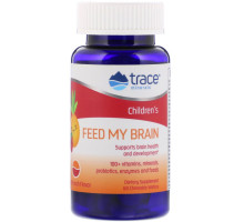 Trace Minerals Research, FMB Накорми мой мозг, Для детей, Со вкусом фруктового пунша, 60 жевательных вафель
