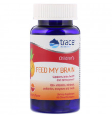 Trace Minerals Research, FMB Накорми мой мозг, Для детей, Со вкусом фруктового пунша, 60 жевательных вафель