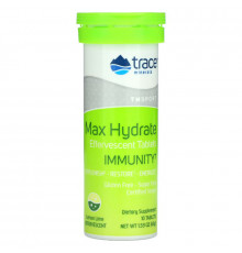 Trace Minerals Research, Max-Hydrate Immunity, High Performance Electrolyte Fizzing Tablets, Lemon Lime, 1.59 oz (45 g)