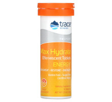 Trace Minerals Research, Max-Hydrate Energy, High Performance Electrolyte Fizzing Tablets, Orange, 1.55 oz (44 g)