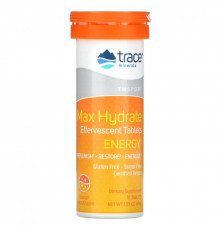 Trace Minerals Research, Max-Hydrate Energy, High Performance Electrolyte Fizzing Tablets, Orange, 1.55 oz (44 g)