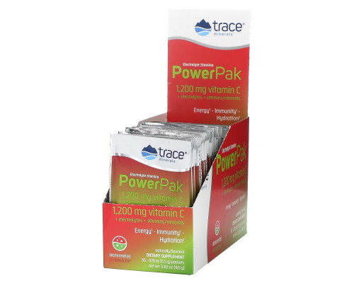 Trace Minerals Research, Trace Minerals Research, Electrolyte Stamina, Power Pak, Watermelon Effervescent, 30 Packets, 0.19 oz (5.5 g) Each Trace Minerals Research, Trace Minerals Research, Electrolyte Stamina, Power Pak, Watermelon Effervescent, 30 Packets, 0.19 oz (5.5 g) Each