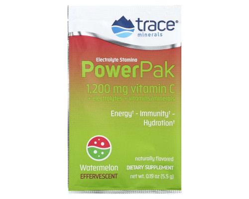 Trace Minerals Research, Trace Minerals Research, Electrolyte Stamina, Power Pak, Watermelon Effervescent, 30 Packets, 0.19 oz (5.5 g) Each Trace Minerals Research, Trace Minerals Research, Electrolyte Stamina, Power Pak, Watermelon Effervescent, 30 Packets, 0.19 oz (5.5 g) Each