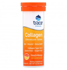 Trace Minerals Research, Collagen Effervescent Tablets, Peach Mango, 10 Tablets, 1.52 oz (43 g)