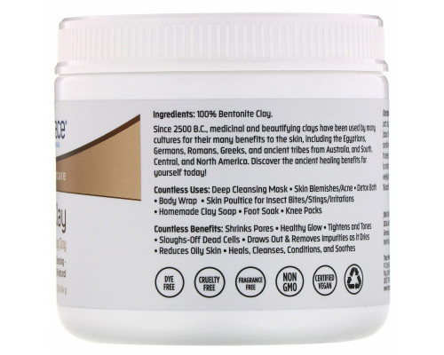 Trace Minerals Research, Bentonite Clay, Indian Healing Clay, 16 oz (454 g) Trace Minerals Research, Bentonite Clay, Indian Healing Clay, 16 oz (454 g)