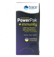 Витамин C Trace Minerals ®, PowerPak + Immunity, лимон и ягоды, 30 пакетиков по 5,3 г (0,19 унции)