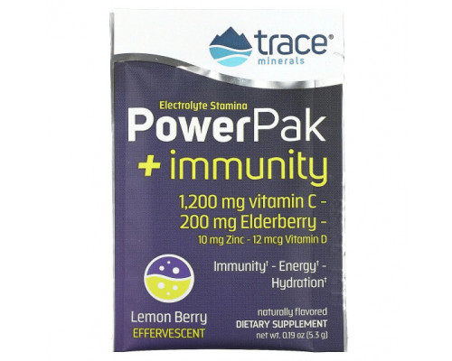 Витамин C Trace Minerals ®, PowerPak + Immunity, лимон и ягоды, 30 пакетиков по 5,3 г (0,19 унции) Витамин C Trace Minerals ®, PowerPak + Immunity, лимон и ягоды, 30 пакетиков по 5,3 г (0,19 унции)