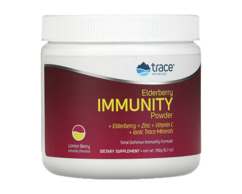 Trace Minerals ®, Elderberry Immunity Powder, Lemon Berry, 6.7 oz (190 g) Trace Minerals ®, Elderberry Immunity Powder, Lemon Berry, 6.7 oz (190 g)