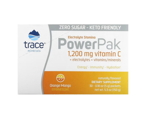 Trace Minerals ®, PowerPak, Orange Mango, 30 Packets, 0.18 oz (5 g) Each Trace Minerals ®, PowerPak, Orange Mango, 30 Packets, 0.18 oz (5 g) Each