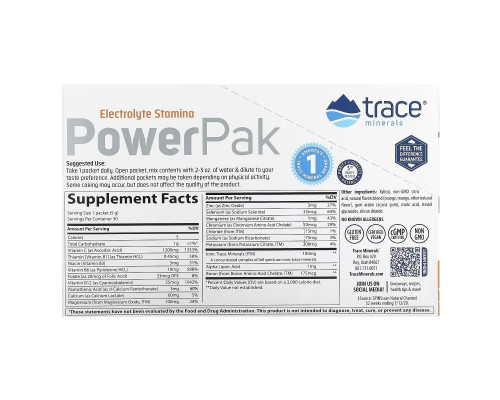 Trace Minerals ®, PowerPak, Orange Mango, 30 Packets, 0.18 oz (5 g) Each Trace Minerals ®, PowerPak, Orange Mango, 30 Packets, 0.18 oz (5 g) Each