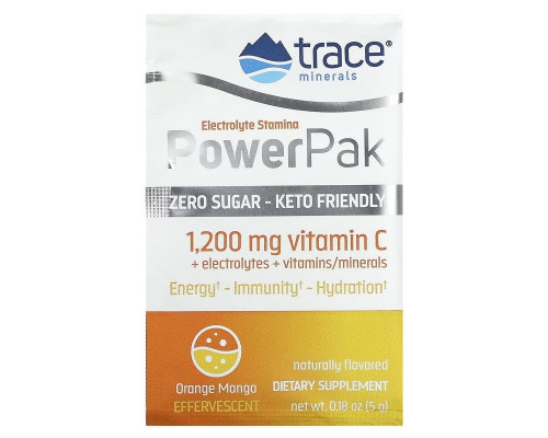 Trace Minerals ®, PowerPak, Orange Mango, 30 Packets, 0.18 oz (5 g) Each Trace Minerals ®, PowerPak, Orange Mango, 30 Packets, 0.18 oz (5 g) Each
