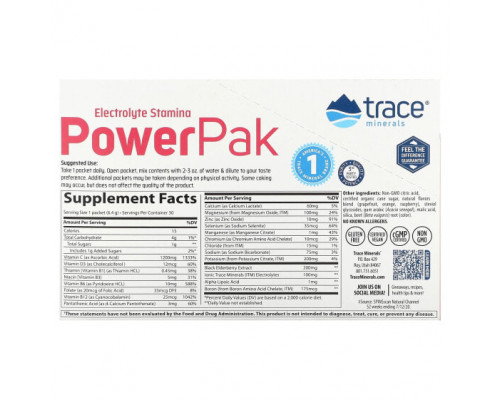 Электролиты Trace Minerals ®, Electrolyte Stamina, PowerPak + Immunity, грейпфрут, 30 пакетиков по 6,4 г (0,23 унции) Электролиты Trace Minerals ®, Electrolyte Stamina, PowerPak + Immunity, грейпфрут, 30 пакетиков по 6,4 г (0,23 унции)