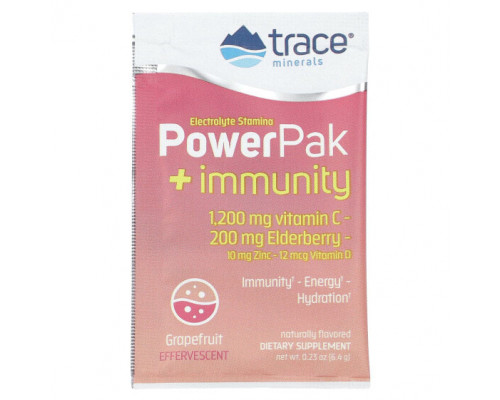Электролиты Trace Minerals ®, Electrolyte Stamina, PowerPak + Immunity, грейпфрут, 30 пакетиков по 6,4 г (0,23 унции) Электролиты Trace Minerals ®, Electrolyte Stamina, PowerPak + Immunity, грейпфрут, 30 пакетиков по 6,4 г (0,23 унции)