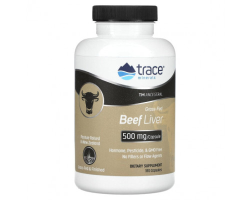 Для мышц и суставов Trace Minerals ®, TM Ancestral, говяжья печень травяного откорма, 500 мг, 180 капсул Для мышц и суставов Trace Minerals ®, TM Ancestral, говяжья печень травяного откорма, 500 мг, 180 капсул