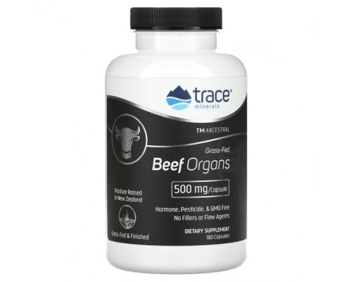 Для мышц и суставов Trace Minerals ®, TM Ancestral, Органы из говядины травяного откорма, 500 мг, 180 капсул Для мышц и суставов Trace Minerals ®, TM Ancestral, Органы из говядины травяного откорма, 500 мг, 180 капсул