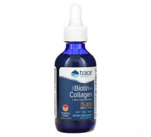 Биотин Trace Minerals ®, Ionic Biotin + Collagen, клубника и манго, 75000 мкг, 59 мл (2 жидк. Унции)