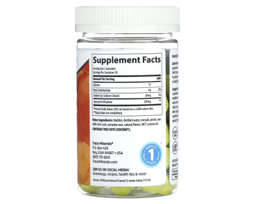 Trace Minerals ®, Кверцетиновые жевательные таблетки, манго, 125 мг, 60 жевательных таблеток Trace Minerals ®, Кверцетиновые жевательные таблетки, манго, 125 мг, 60 жевательных таблеток