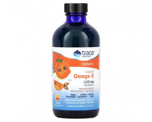 Детское здоровье Trace Minerals ®, Жидкая омега-3 для детей, апельсин, 1275 мг, 237 мл (8 жидк. Унций) Детское здоровье Trace Minerals ®, Жидкая омега-3 для детей, апельсин, 1275 мг, 237 мл (8 жидк. Унций)