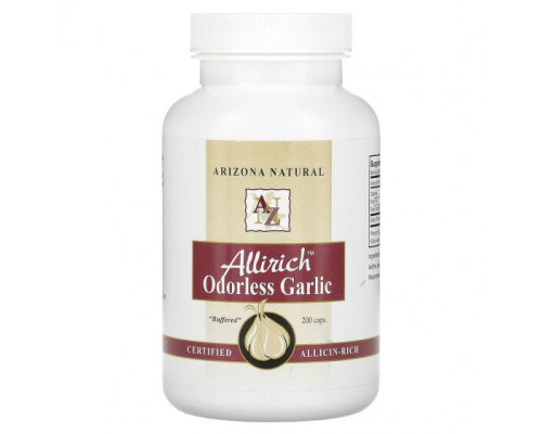 Чеснок Arizona Natural, Allirich чеснок без запаха, 200 капсул Чеснок Arizona Natural, Allirich чеснок без запаха, 200 капсул