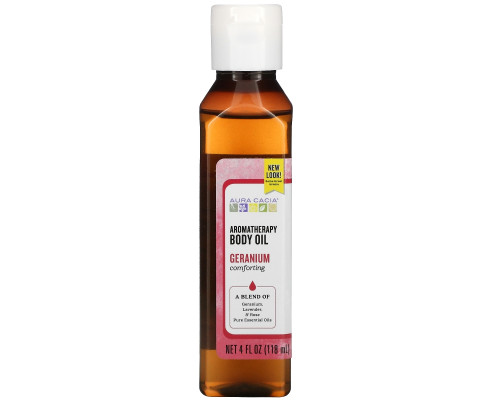 Aura Cacia, Ароматерапевтическое масло для тела, "Успокаивающая герань", 4 жидких унции (118 мл) Aura Cacia, Ароматерапевтическое масло для тела, "Успокаивающая герань", 4 жидких унции (118 мл)