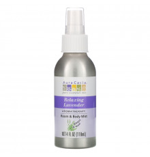 Aura Cacia, Аромапевтический спрей для комнаты и тела, успокаивающая лаванда, 4 жидких унции (118 мл)