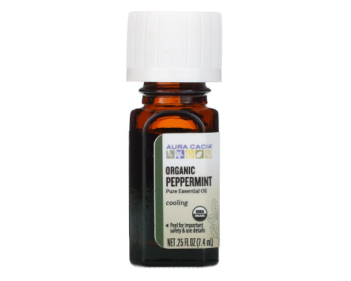 Aura Cacia, Organic, перечная мята, 0,25 жидкой унции (7,4 мл) Aura Cacia, Organic, перечная мята, 0,25 жидкой унции (7,4 мл)