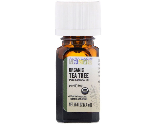 Aura Cacia, Органическое, чайное дерево, 0,25 жидких унций (7,4 мл) Aura Cacia, Органическое, чайное дерево, 0,25 жидких унций (7,4 мл)