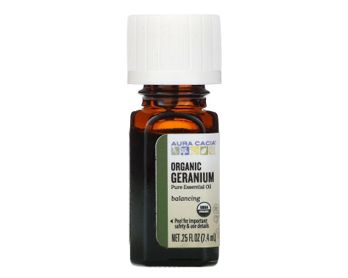 Aura Cacia, Organic, герань, 0,25 жидкой унции (7,4 мл) Aura Cacia, Organic, герань, 0,25 жидкой унции (7,4 мл)
