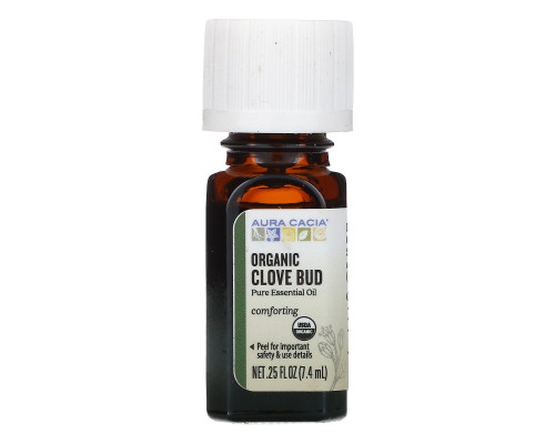 Aura Cacia, Органическое масло из цветов гвоздичного дерева, 0,25 ж. унц. (7,4 мл) Aura Cacia, Органическое масло из цветов гвоздичного дерева, 0,25 ж. унц. (7,4 мл)