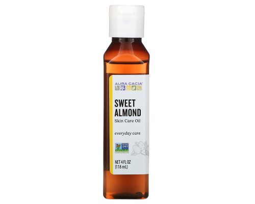Aura Cacia, Натуральное масло для ухода за кожей с витамином Е, Питательное масло сладкого миндаля, 4 жидких унции (118 мл) Aura Cacia, Натуральное масло для ухода за кожей с витамином Е, Питательное масло сладкого миндаля, 4 жидких унции (118 мл)