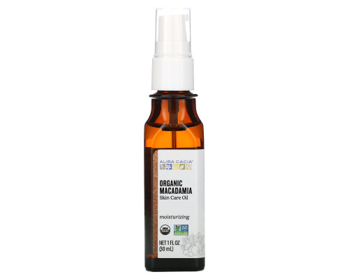 Aura Cacia, Органика, Натуральные средства для ухода за кожей, Масло макадамии, 1 жидкая унция (30 мл) Aura Cacia, Органика, Натуральные средства для ухода за кожей, Масло макадамии, 1 жидкая унция (30 мл)