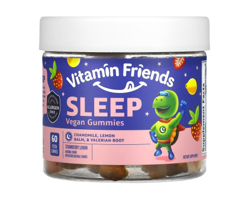 Vitamin Friends, Sleep Vegan Gummies, Strawberry Lemon, 60 Pectin Gummies Vitamin Friends, Sleep Vegan Gummies, Strawberry Lemon, 60 Pectin Gummies