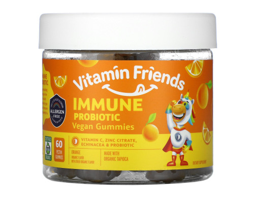 Vitamin Friends, Immune Probiotic Vegan Gummies, Orange, 60 Gummies Vitamin Friends, Immune Probiotic Vegan Gummies, Orange, 60 Gummies