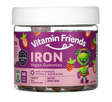 Vitamin Friends Железосодержащие жевательные конфеты мишки клубника 15 мг 60 пектиновых мишек