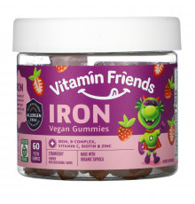 Vitamin Friends Железосодержащие жевательные конфеты мишки клубника 15 мг 60 пектиновых мишек